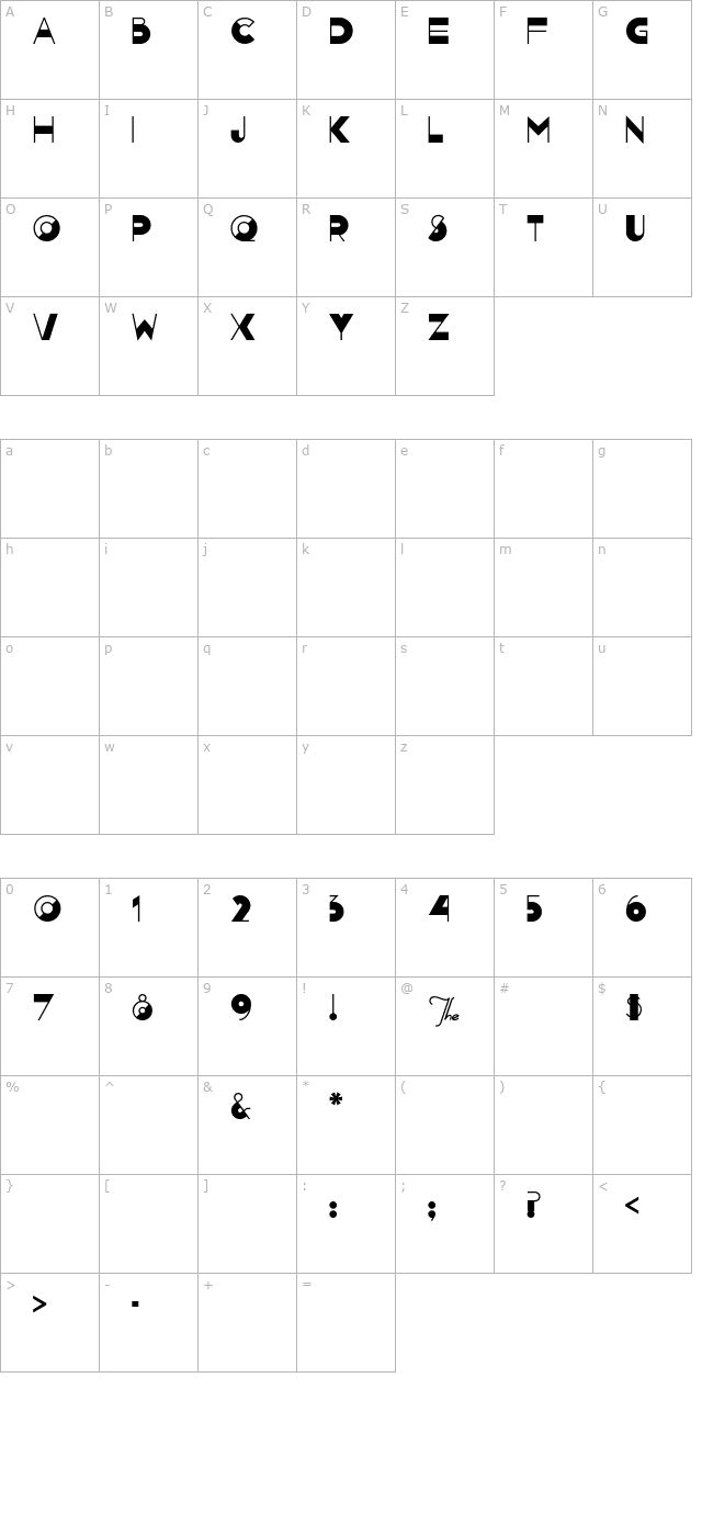 Nightcap character map