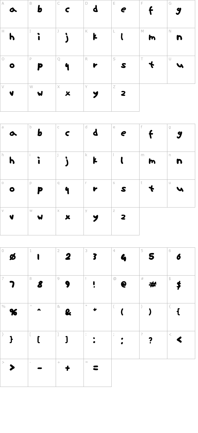 Ninifont character map