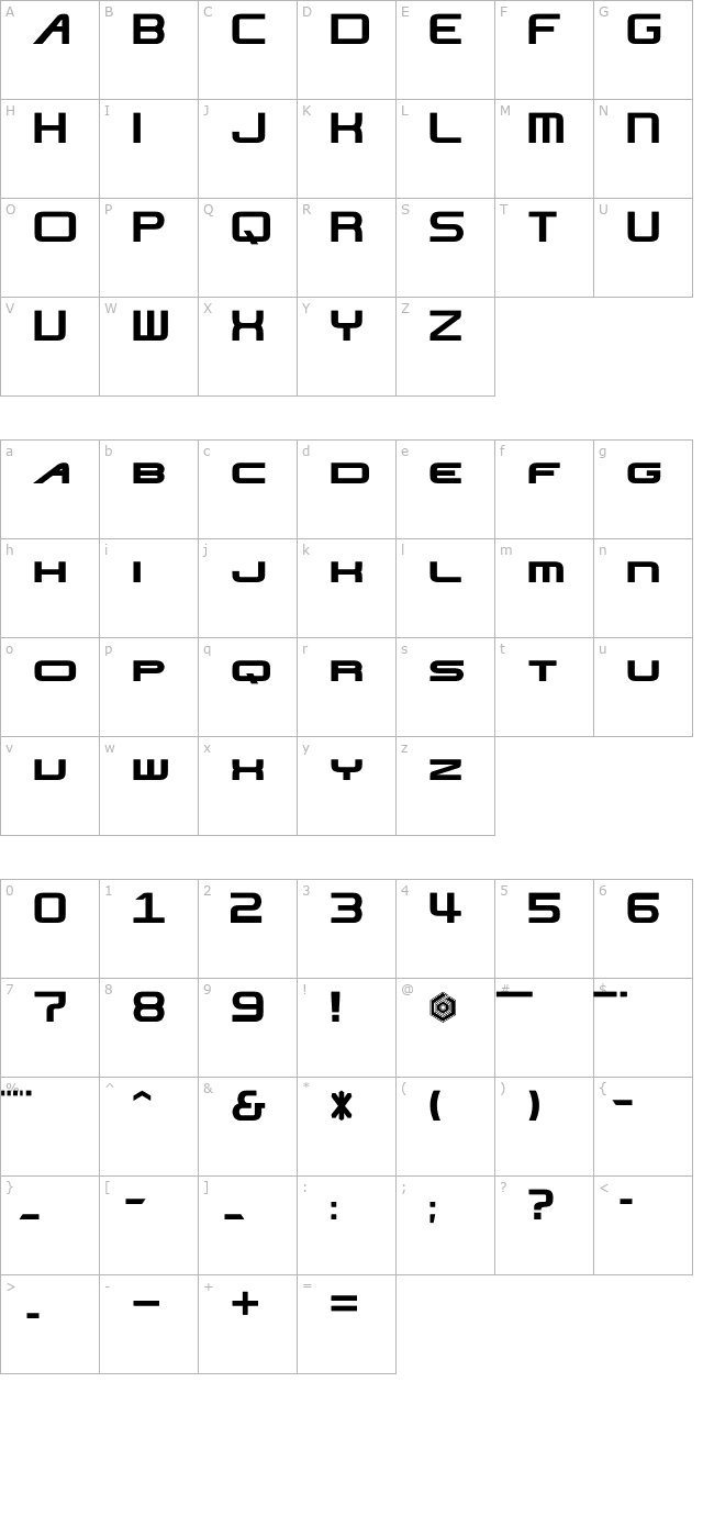 Nise JSRF character map