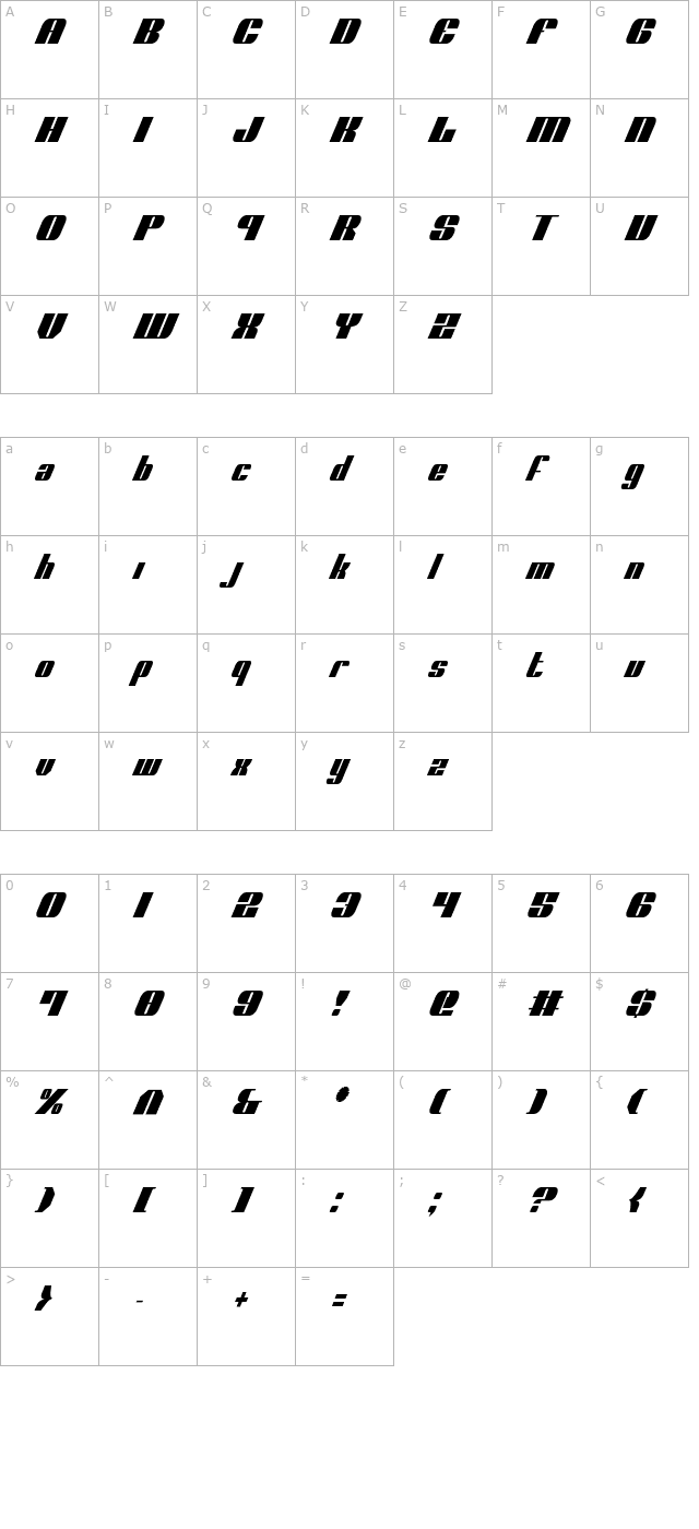 nolo-contendre-condensed-italic character map