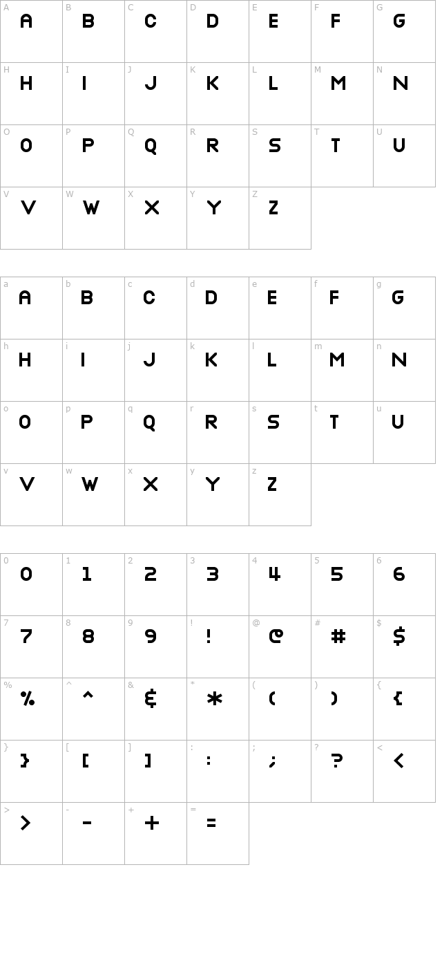 nottke-bold character map