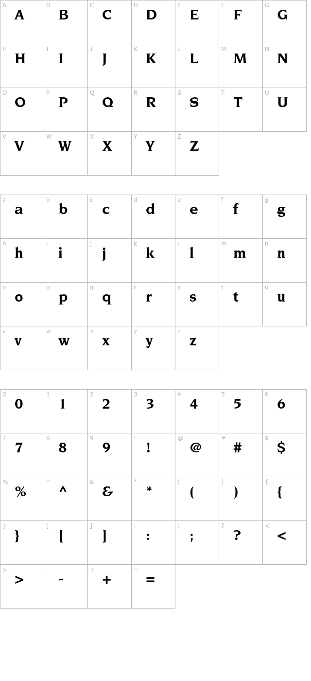 Novarese-Bold OTF character map