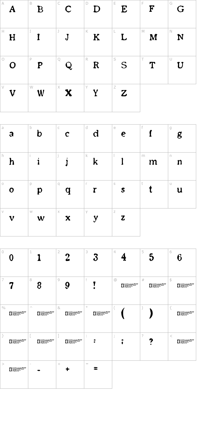 old-newspaper character map