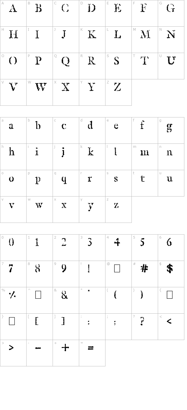 old-rubber-stamp character map