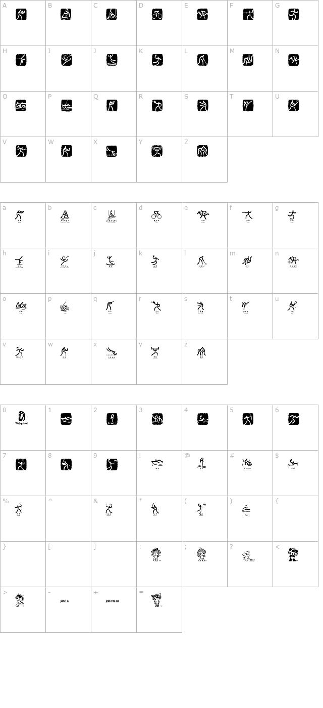 Olympic Beijing Picto character map