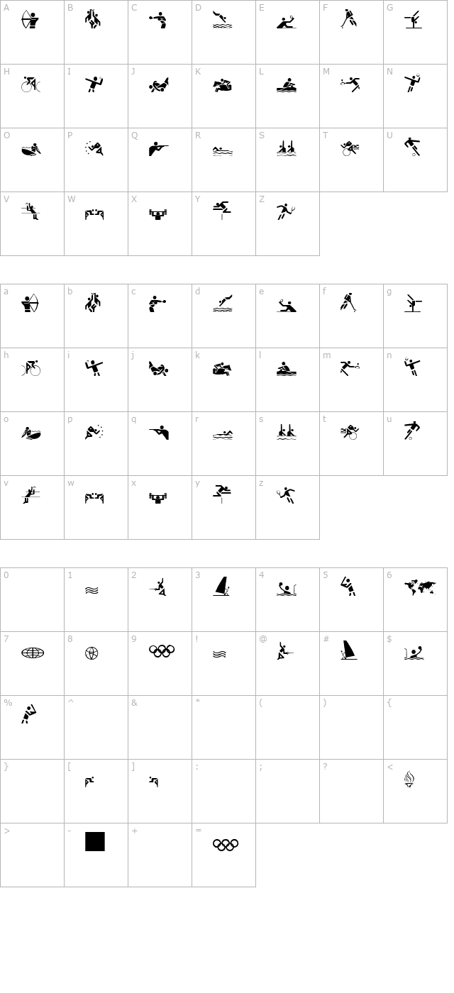 olympicons character map