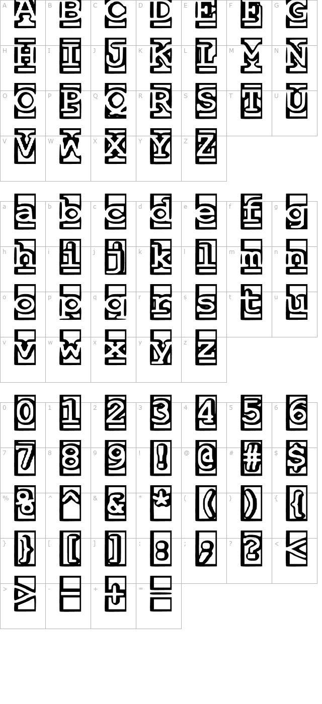 One and a Half Feet Under character map