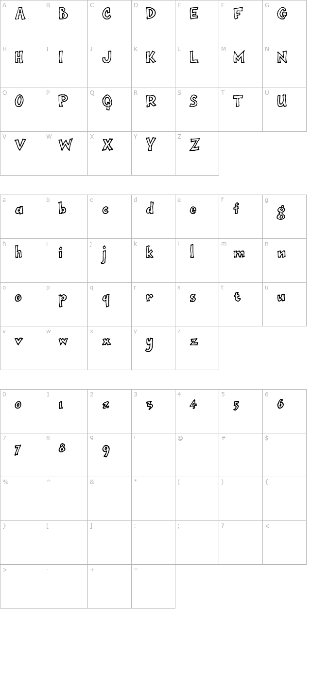 onepunchjim-outline-otf character map