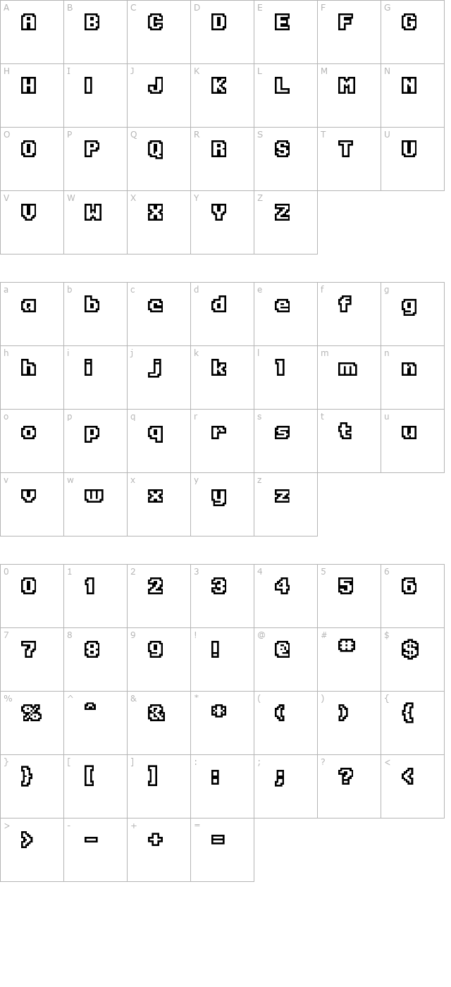 onesize-reverse character map