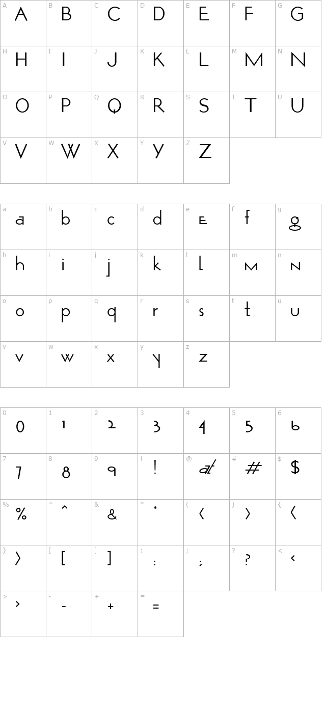 opticon-one character map