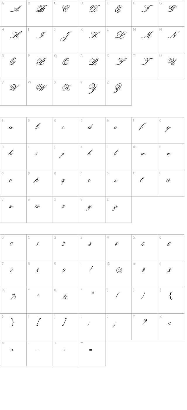 optioldfashioned-script character map