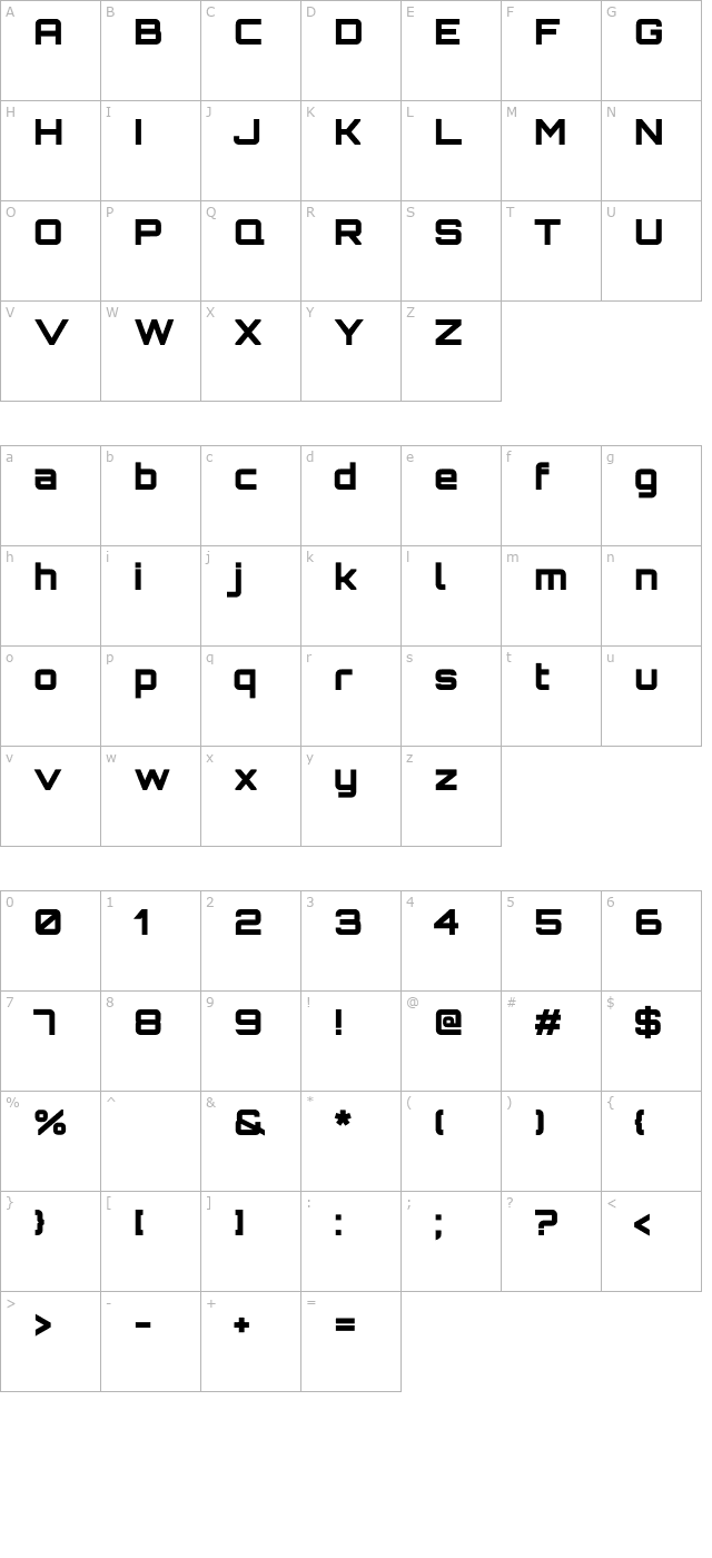 orbitron-black character map