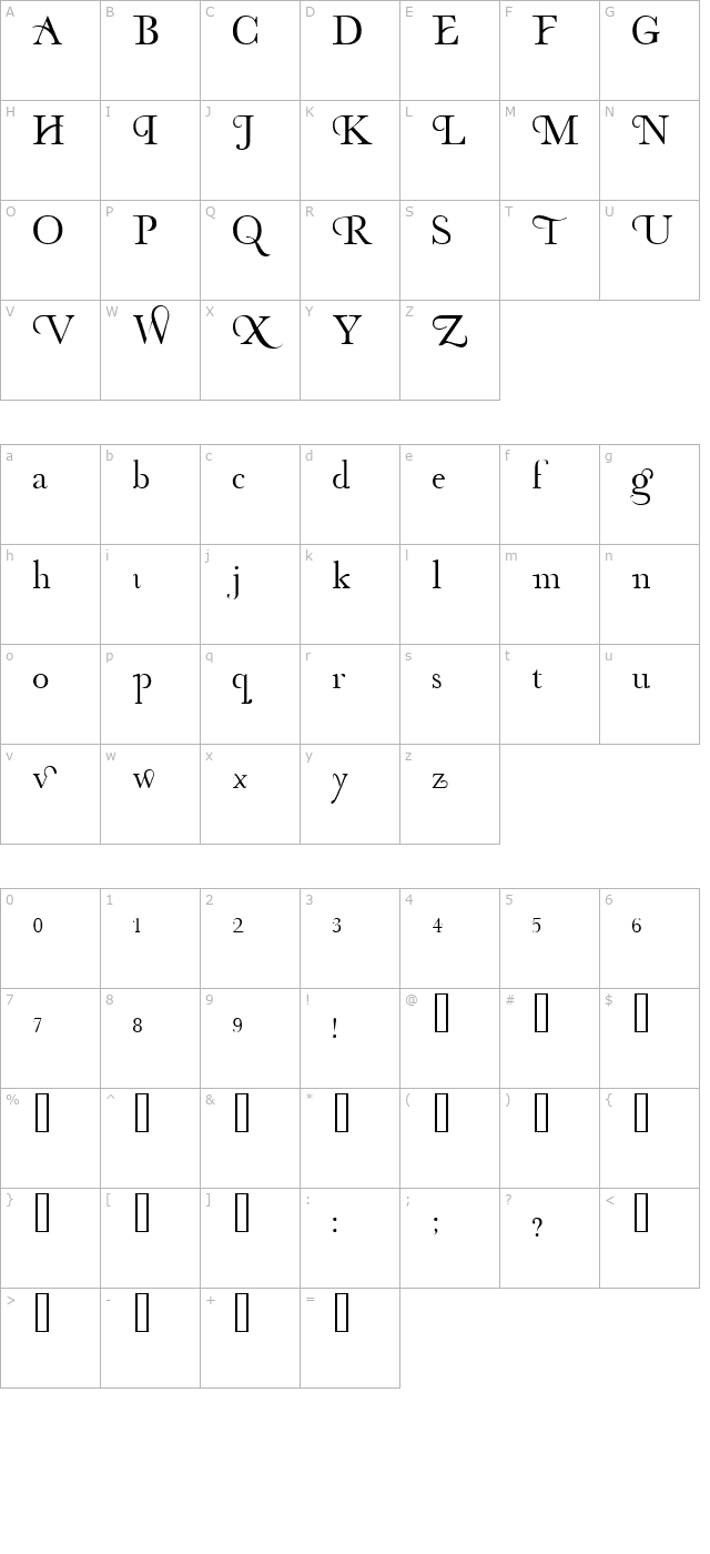 Organic Elements character map