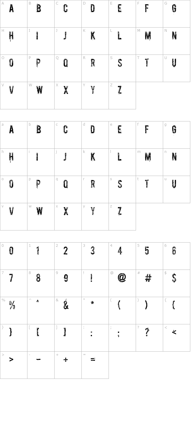 Palsu character map