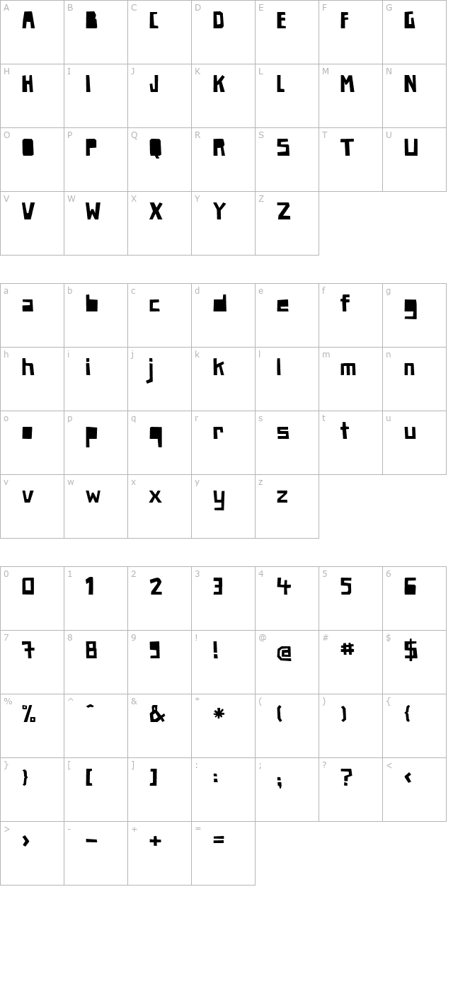 Paper Johnny Zwei character map