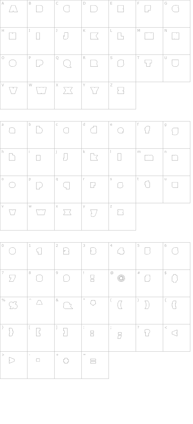 Parafuse Ultra Black Outline character map