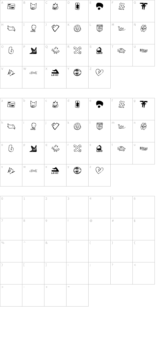 Parody Logoskate character map