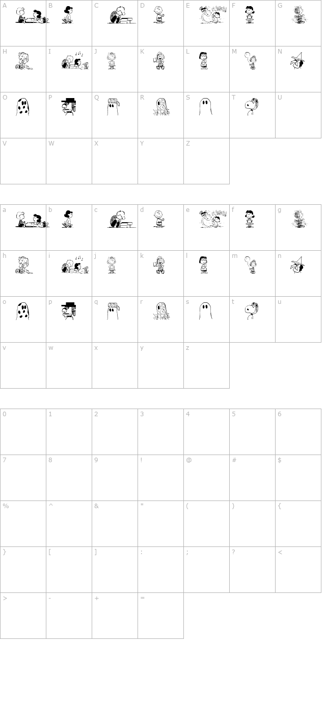 Peanuts Gang Dings character map