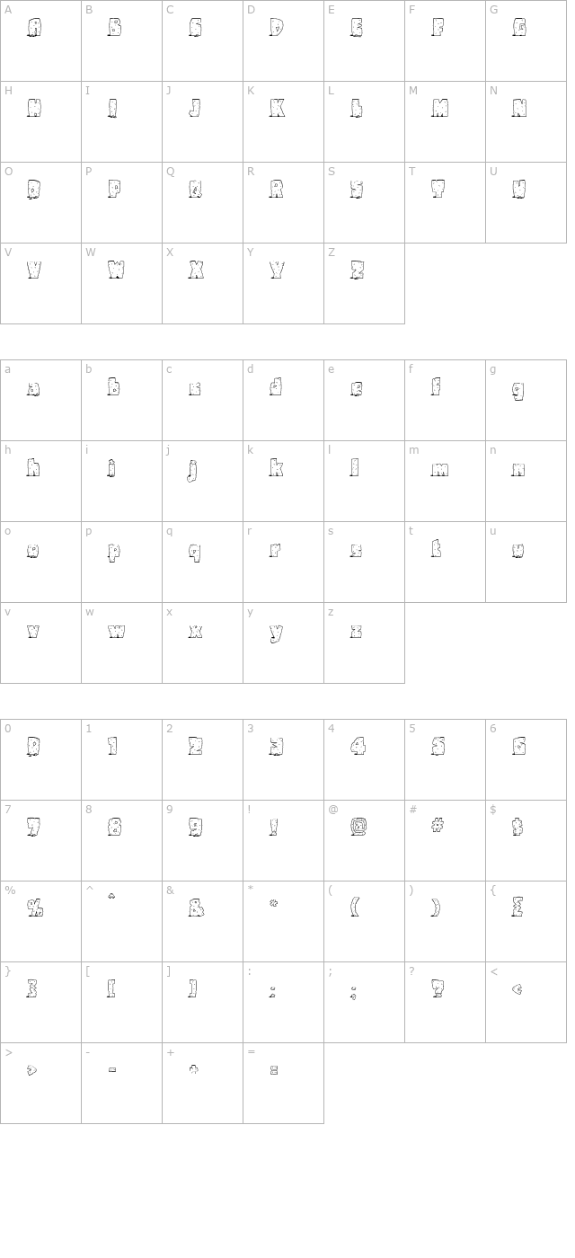 Pebbles character map