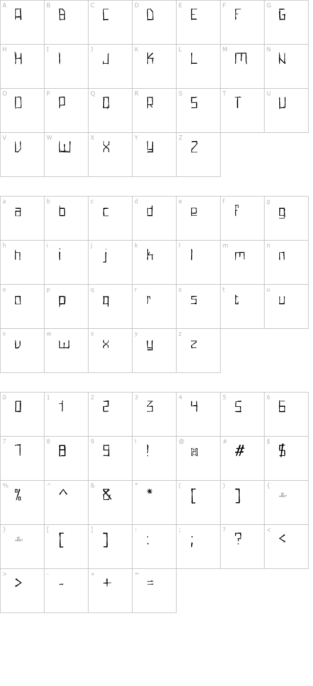 Pencil Grid character map