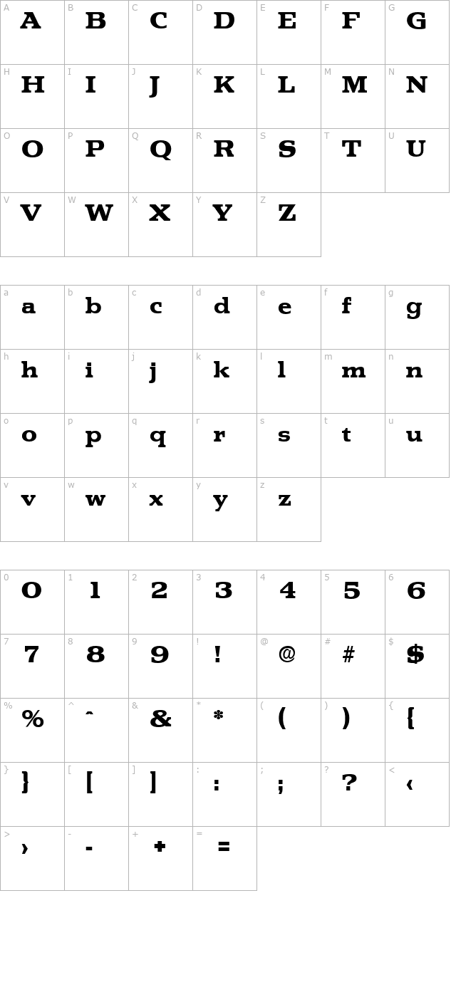 Penthouse-Serial-ExtraBold-Regular character map