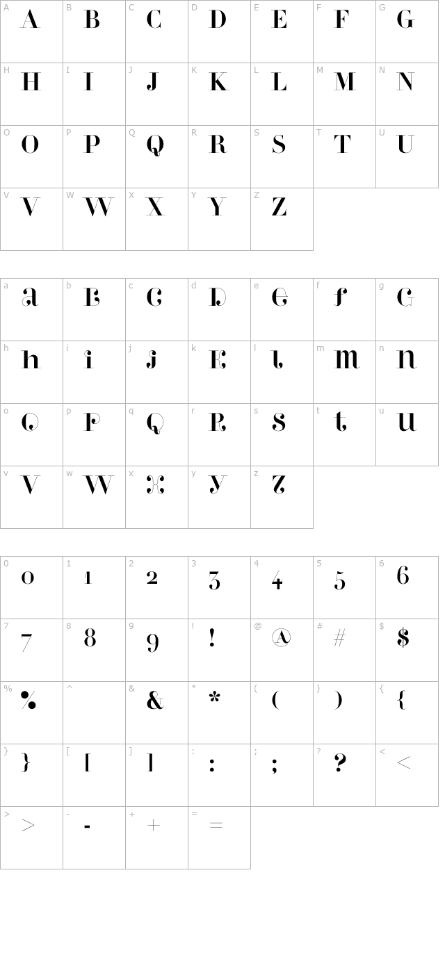 perlaalternate-otf character map