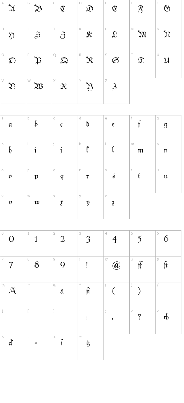 peterschlemihl-otf character map