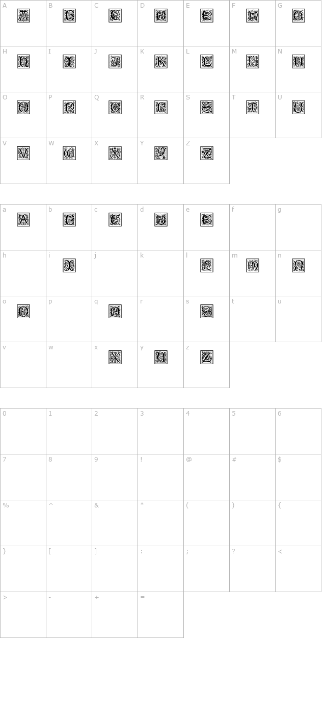 PetitFleurNormal character map