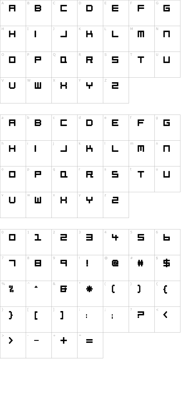 Petitinho character map