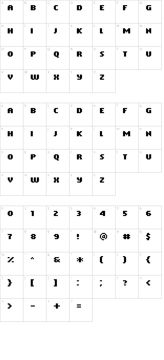 PF Tempesta Five Compressed Bold character map