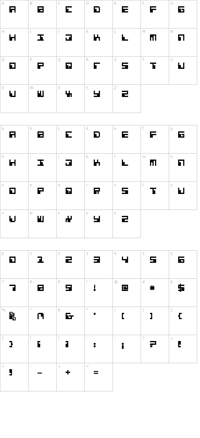 phaser-bank-bold character map