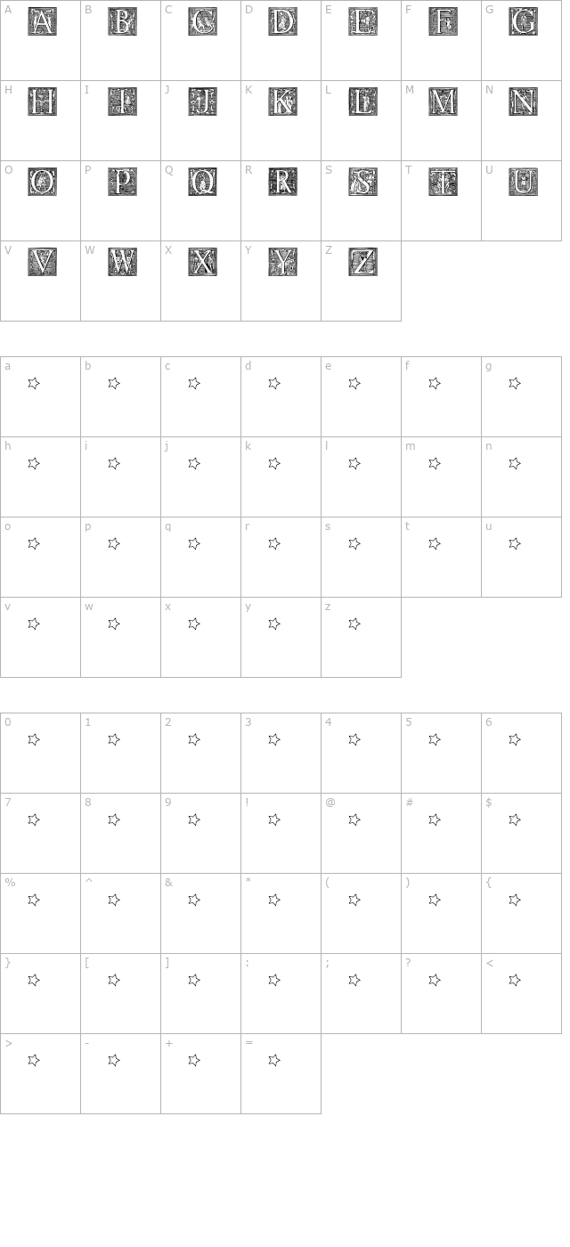 picto-glyphs character map