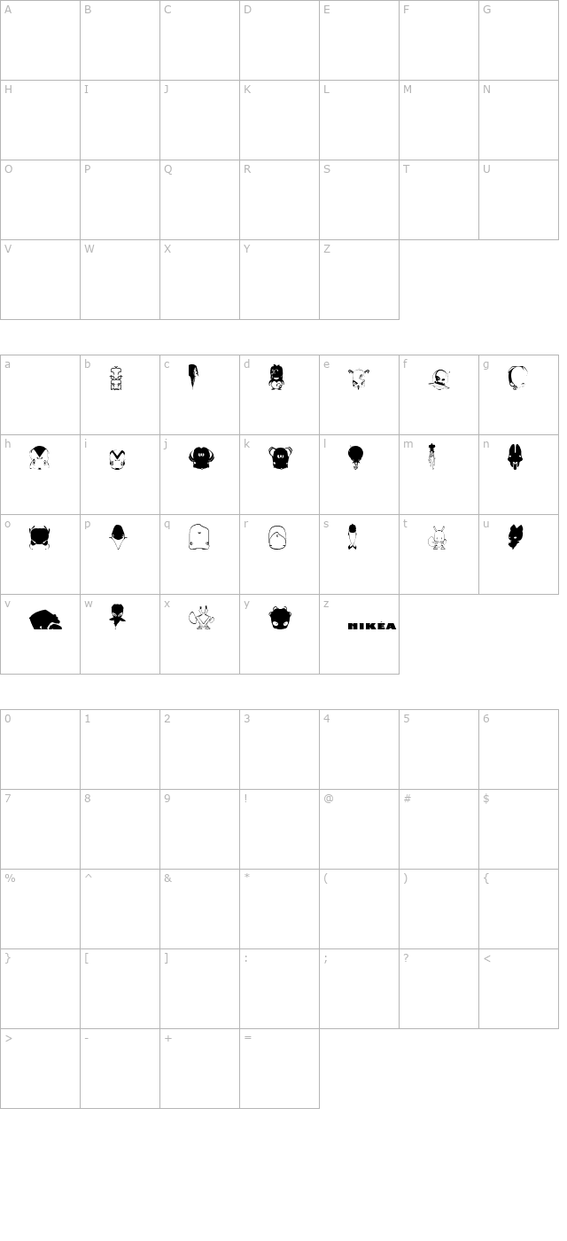 pictoserie-1 character map