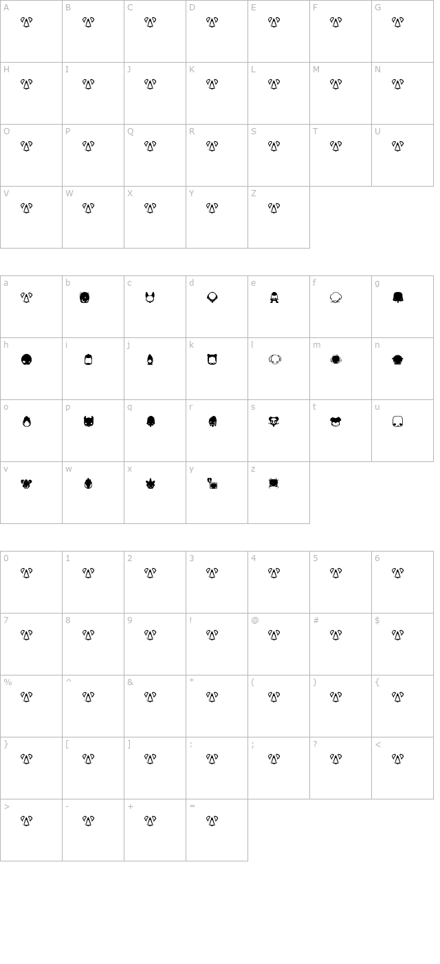 Pictoserie 2 character map