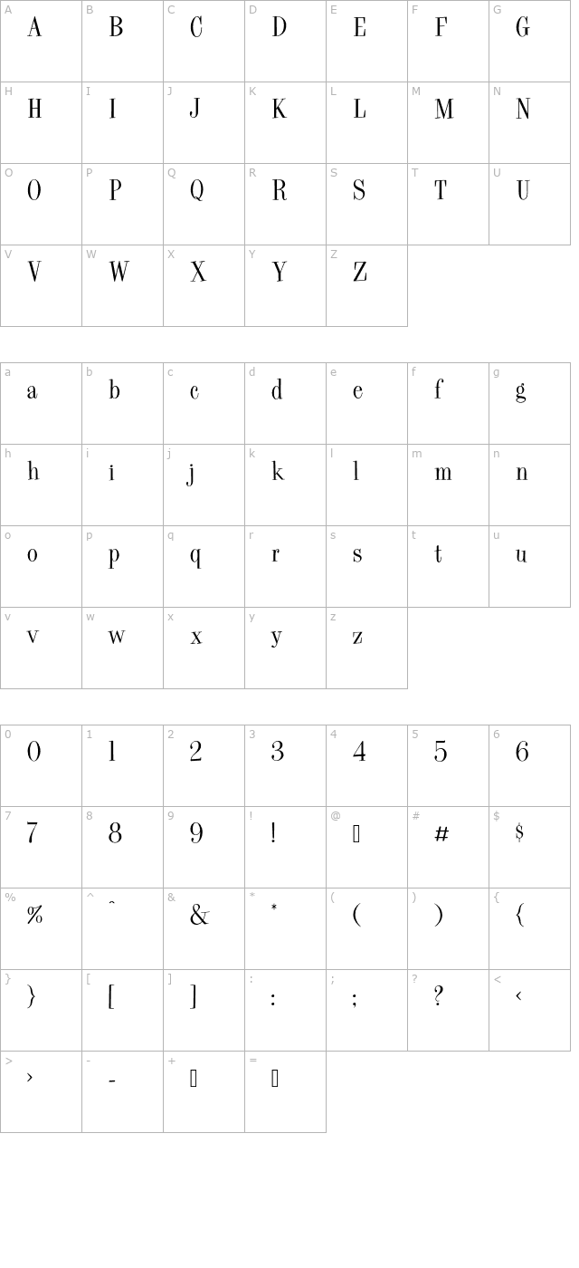 pike-otf character map