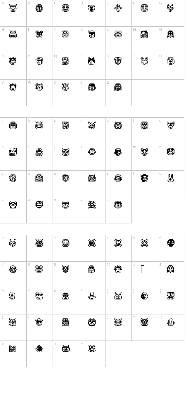 pixel-freaks character map