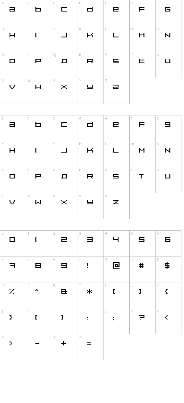 Pixeldust Expanded character map