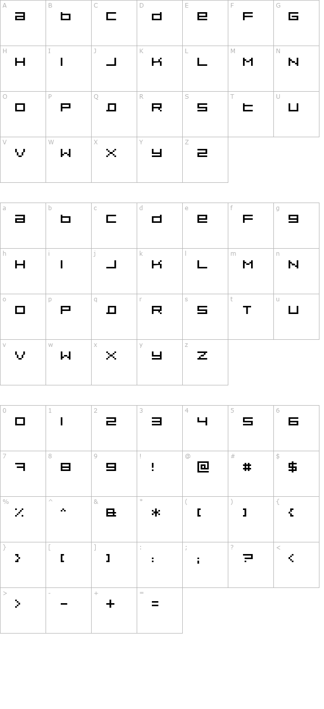 Pixeldust character map