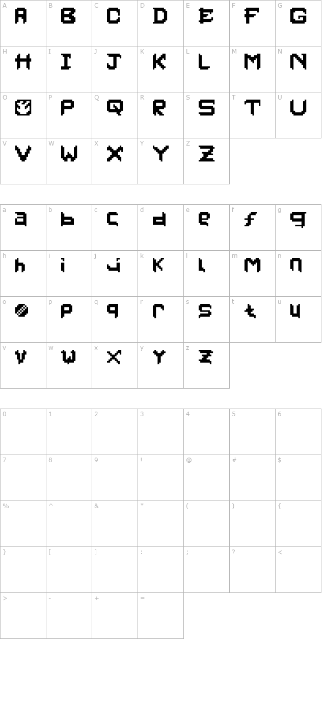 PixelFaceOnFire character map