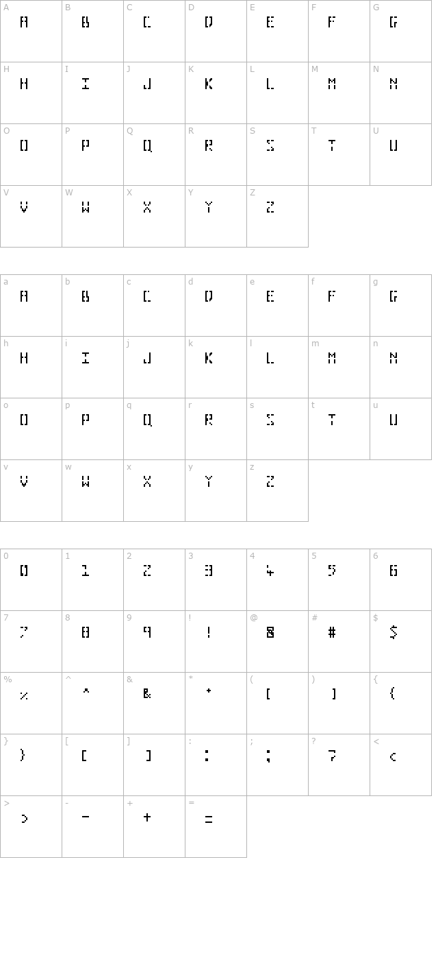 pixelhole character map