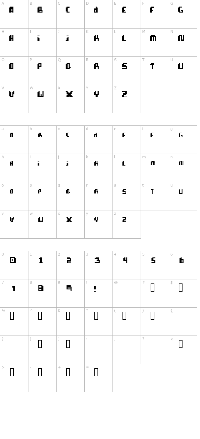 Pixellife character map