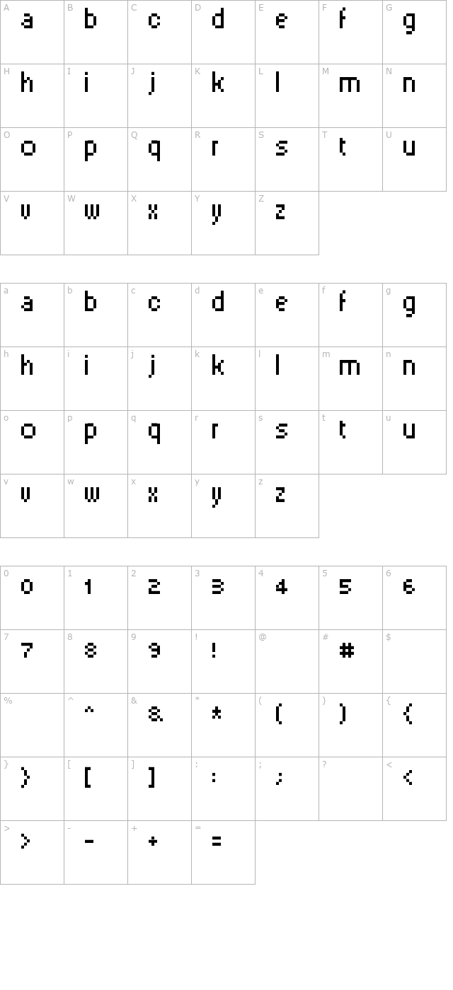 pixelsix00 character map