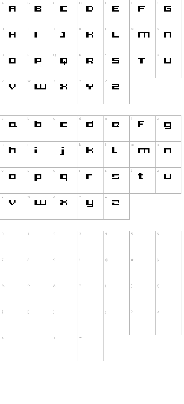 pixleft-5 character map