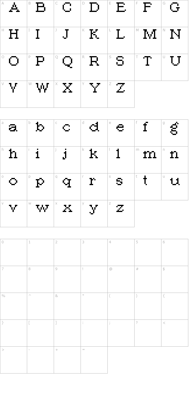 pixroma-8 character map