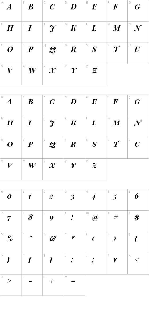 playfair-display-sc-bold-italic character map