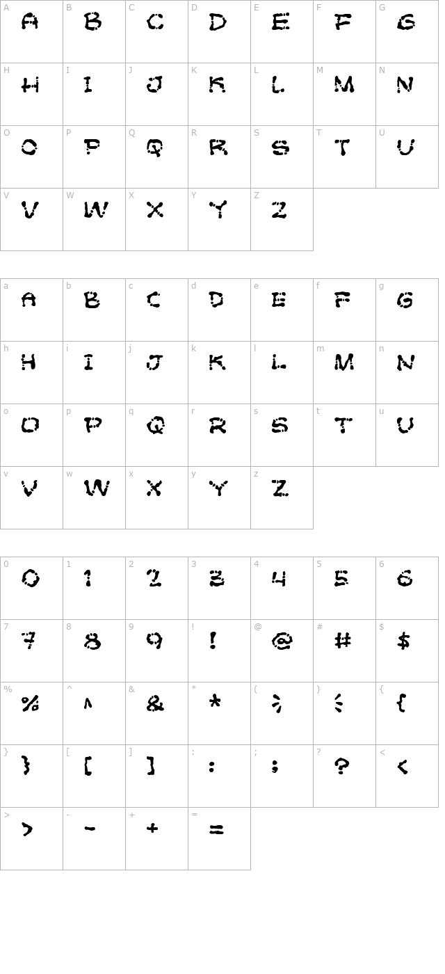 Poft Sarade character map