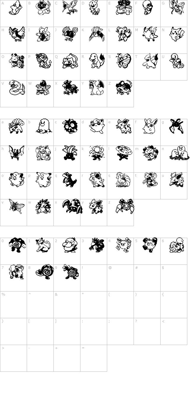 Pokemon pixels 1 character map