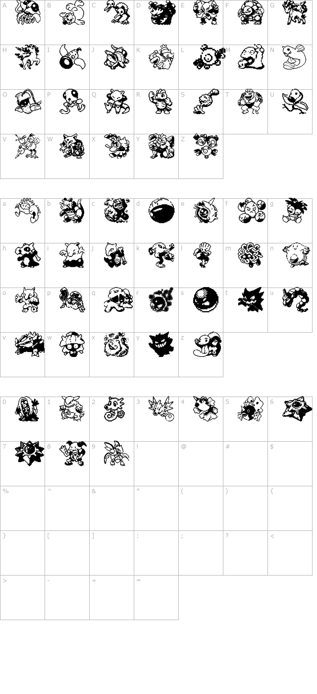 Pokemon Pixels 2 character map