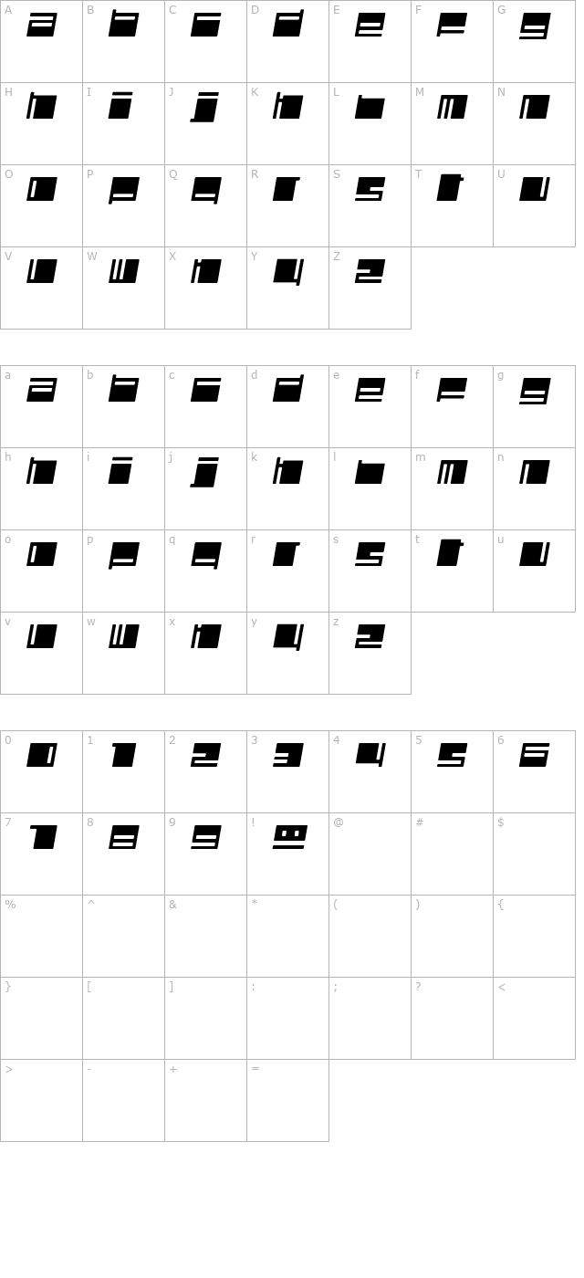 Polydiscous-Italic character map