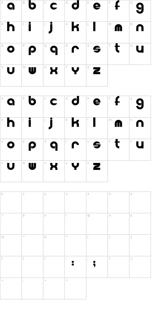 Powerweld character map